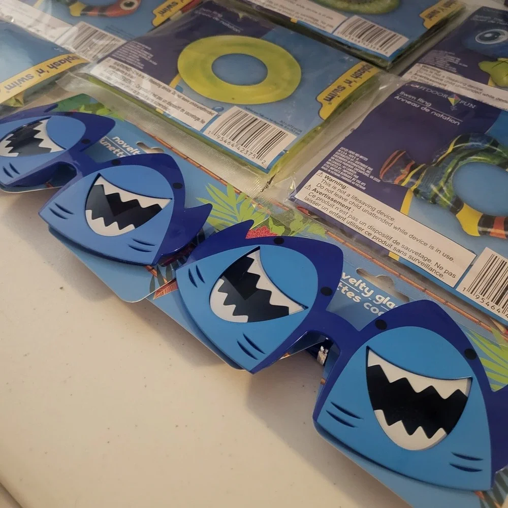 Spring Summer Pool Bundle - Swim Rings, Inflatable Fish, Chair, Ball, Sunglasses